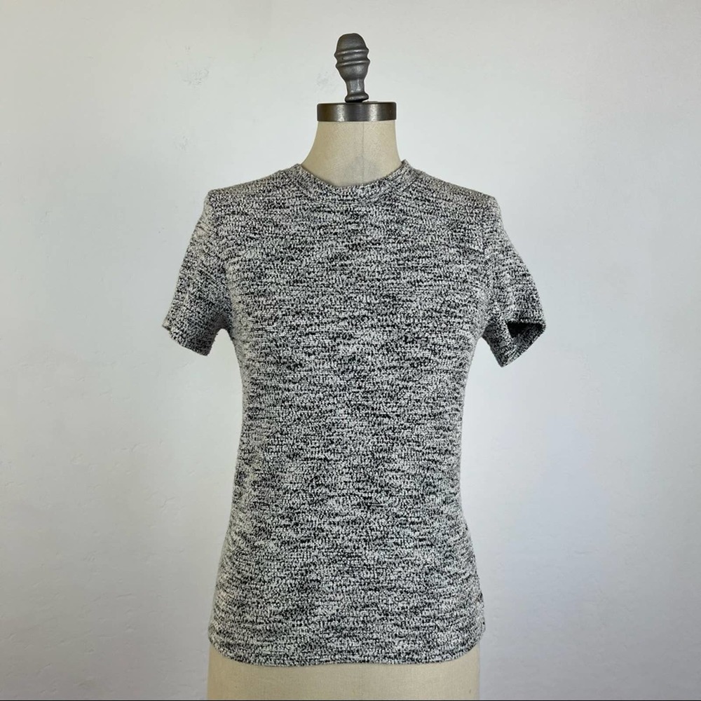 Free People Grey Tweed Boucle High Neck Crop Top